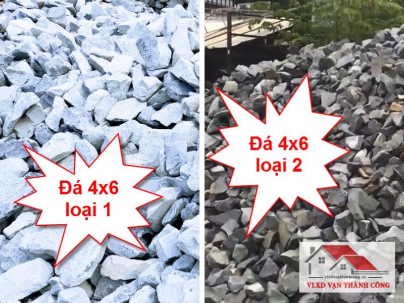 Đá 4x6 chia thành 2 loại: đá 4x6 xanh và đá 4x6 đen, đều dựa vào màu sắc để phân loại