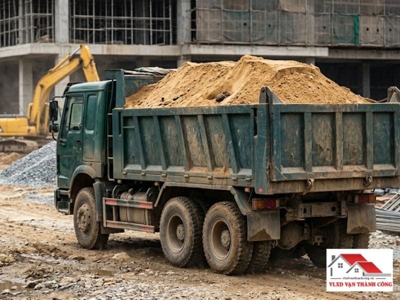 Thể tích cát chở trên xe ben phụ thuộc vào tải trọng, kích thước thùng xe