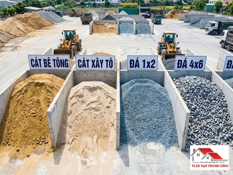 Các loại cát đá xây dựng đạt chuẩn dung trọng và độ sạch tại kho Vạn Thành Công